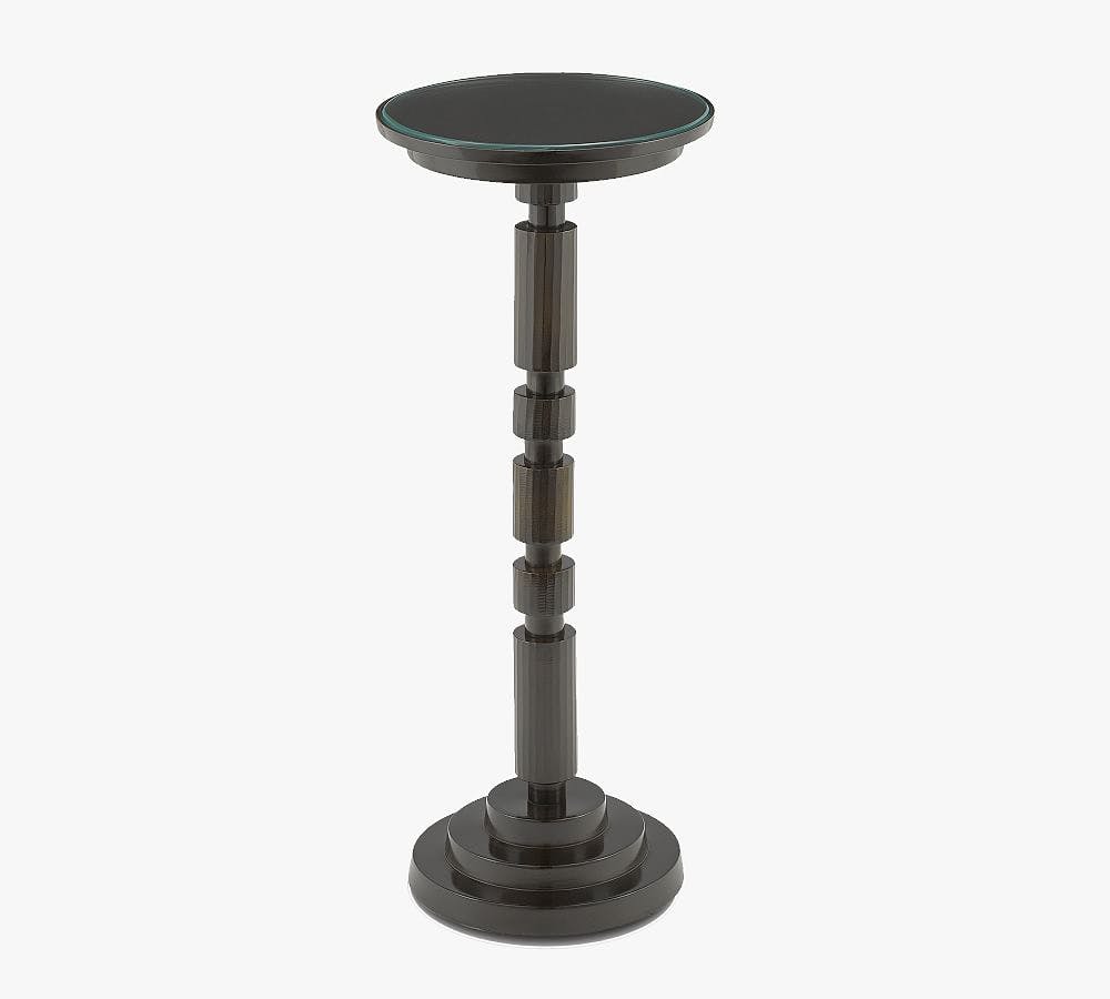Contemporary Dover Round Glass Cocktail Table with Bronze Finish