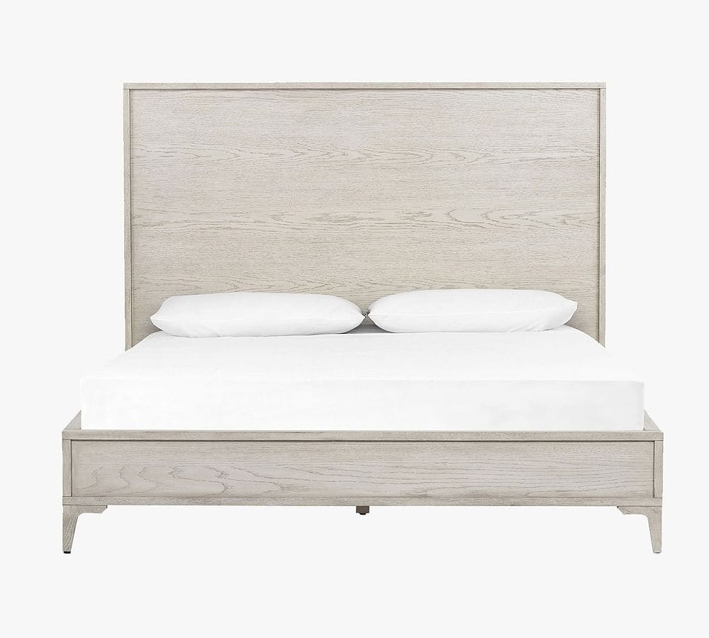 Elegant Vintage White Oak Queen Panel Bed with Headboard