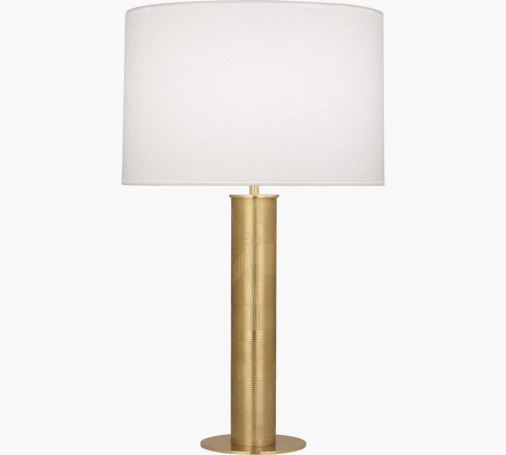 Deane Contemporary Modern Brass Metal Table Lamp with White Shade