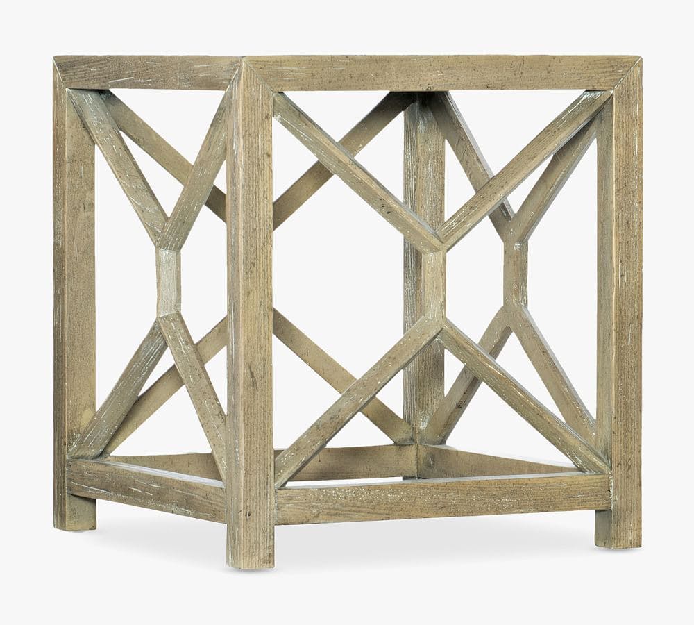 Surfrider 22" Beige Square Stone and Wood End Table