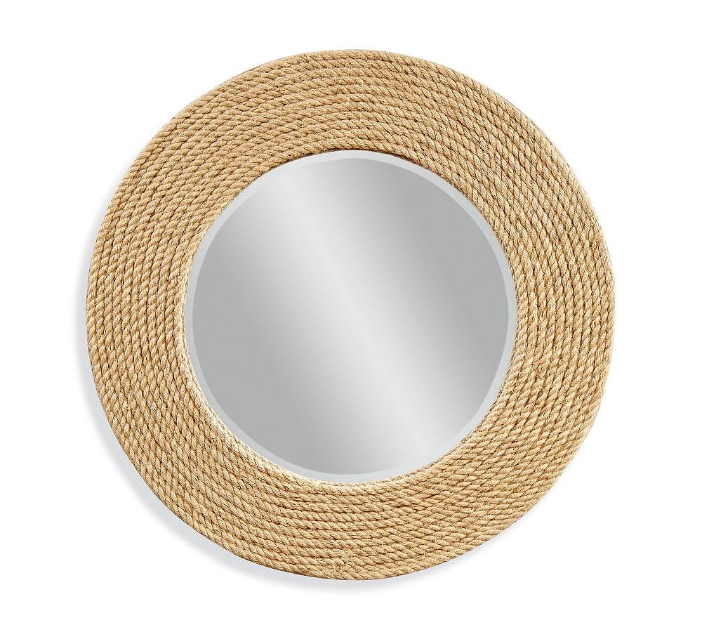 Transitional Round Brown Rope Wall Mirror 36"