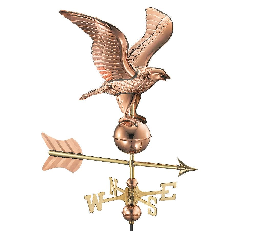 Eagle Emblem 16" Polished Copper Freestanding Garden Weathervane