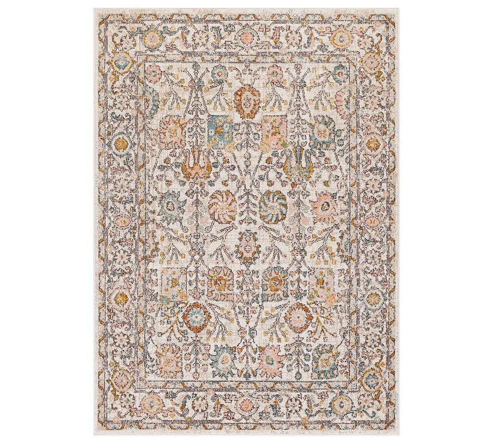 Grayson Washable Gray Synthetic 5'2" x 7' Stain-Resistant Rug