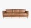 Waldorf Tan Top-Grain Leather Stationary Sofa with Tapered Wood Legs