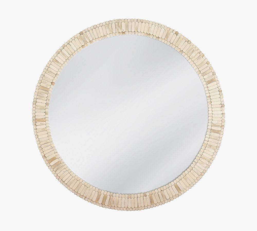 Magnolia Oval Wall Mirror with Natural Ivory Bone Frame