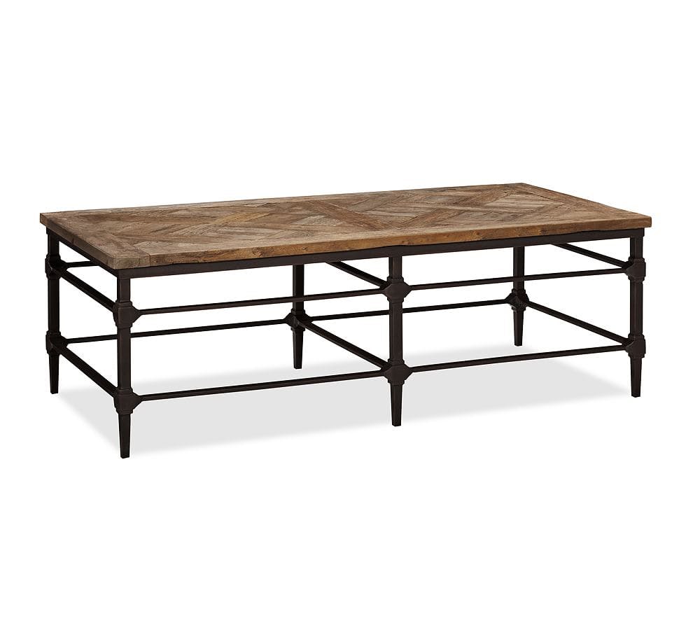 Coldiron Parquet 57'' Brown Reclaimed Wood & Metal Coffee Table