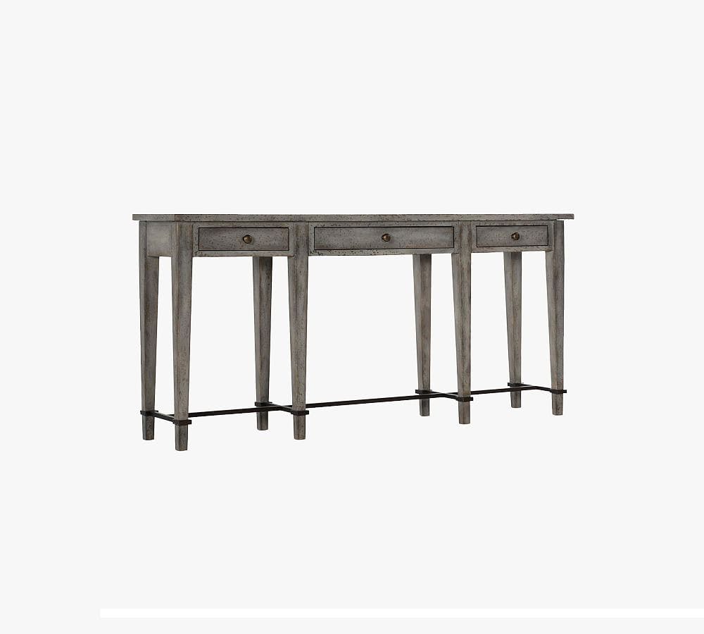 Transitional Ciao Bella 3-Drawer Narrow Console in Speckled Gray