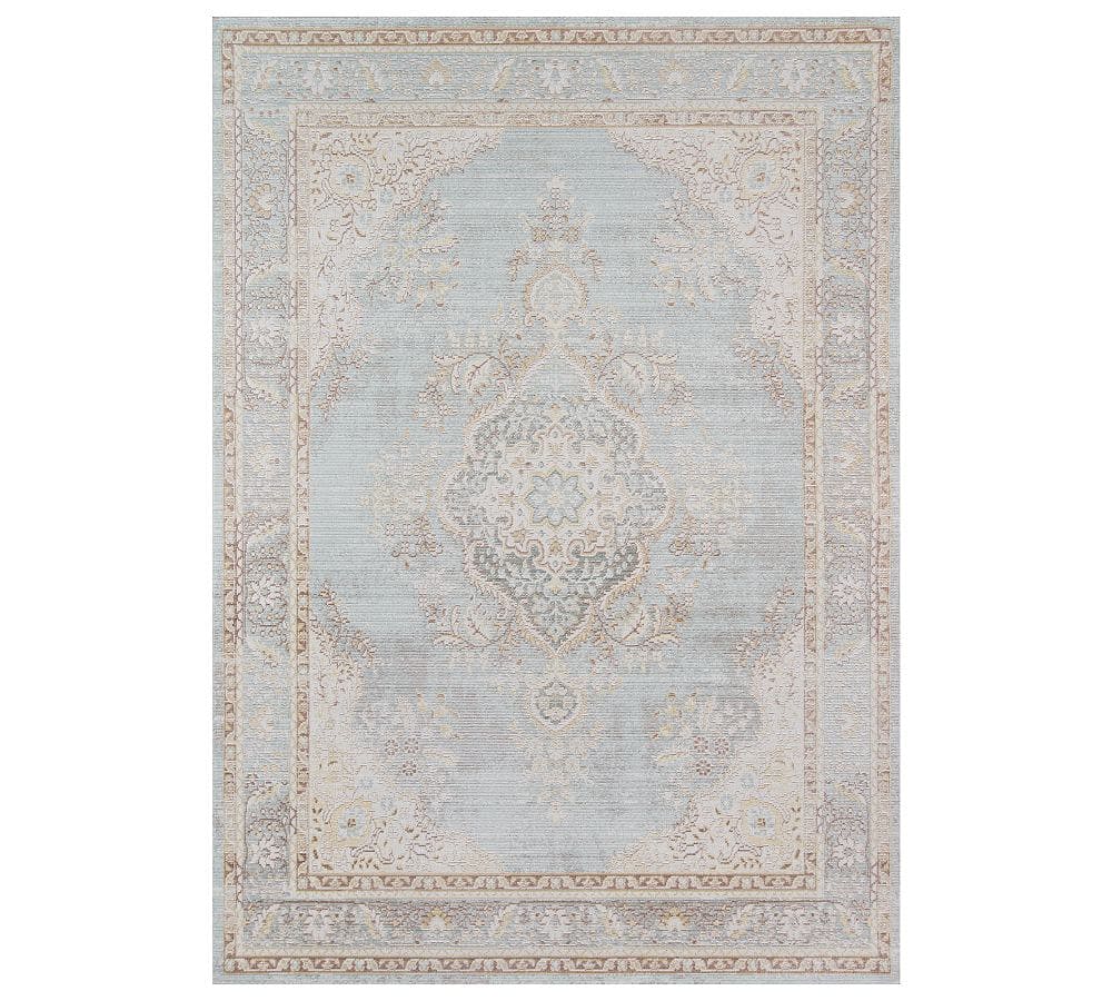 Serene Porcelain Blue 9'3" x 11'10" Stain-Resistant Synthetic Rug