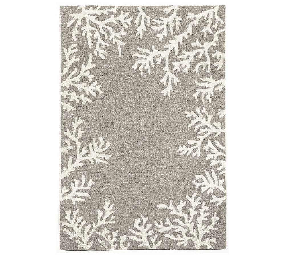 Coral Elegance 5' x 7' Rectangular Hand-Tufted Synthetic Rug in Coral and Silver