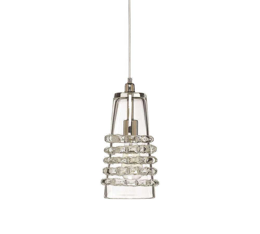 Mini Lindsay Clear Glass 1-Light Pendant with Silver Accents