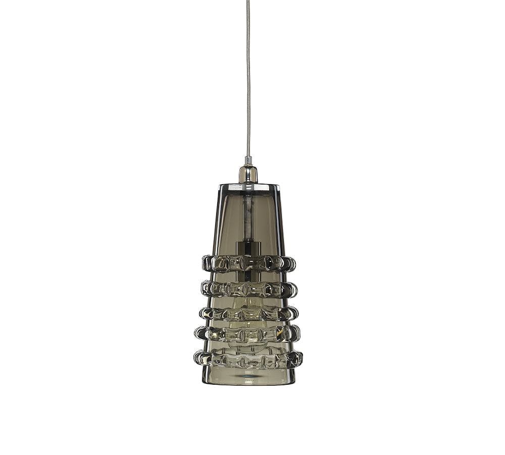 Mini Taupe Glass LED Pendant with Textured Rings