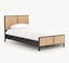 Twin Black-Brown Mango Wood & Cane Panel Bed with Slats