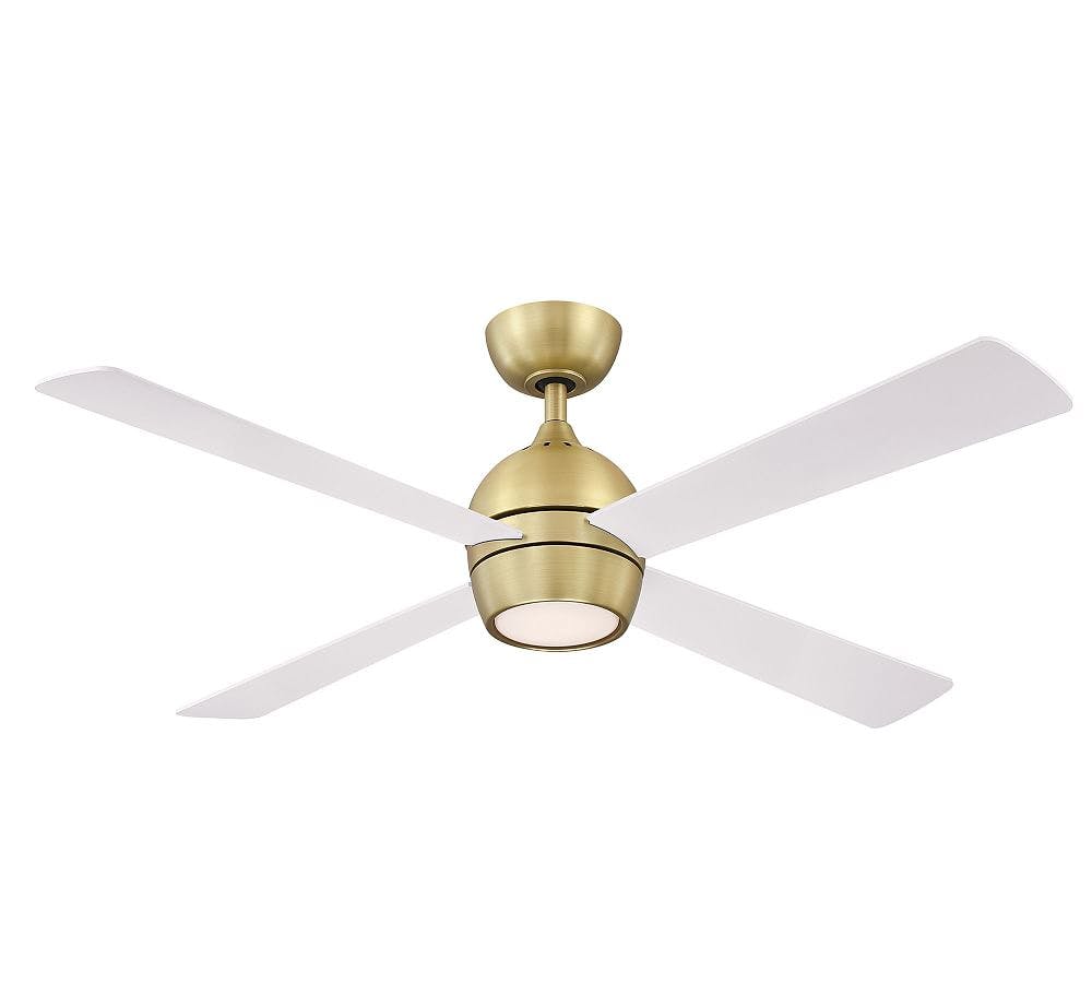 Sleek 52" Matte White & Brushed Satin Brass Smart Ceiling Fan with LED