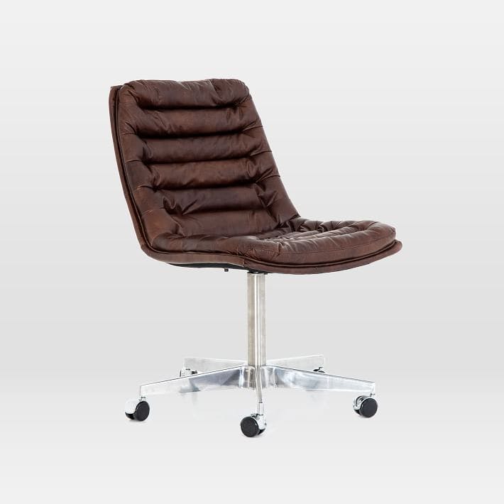 Leather Upholstered Swivel Desk Chair