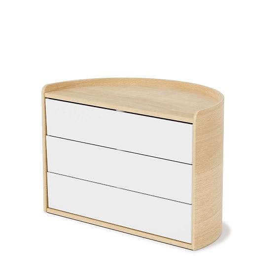 Moona White/Natural Wood Jewelry Box with Drawers