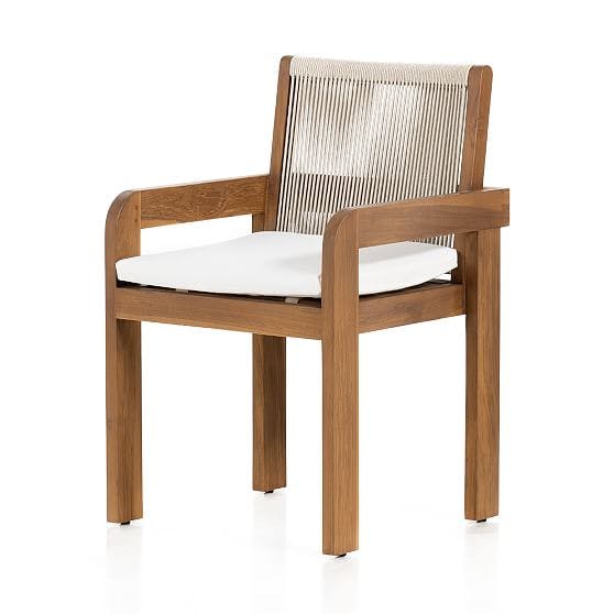 Slatted Wood & Rope Outdoor Dining Chair