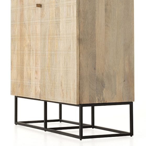 Carved Mango Wood Tall Cabinet (47")