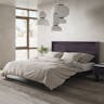 Zayne Industrial Loft Dark Brown Mango Wood Grey Metal Platform Bed - Queen