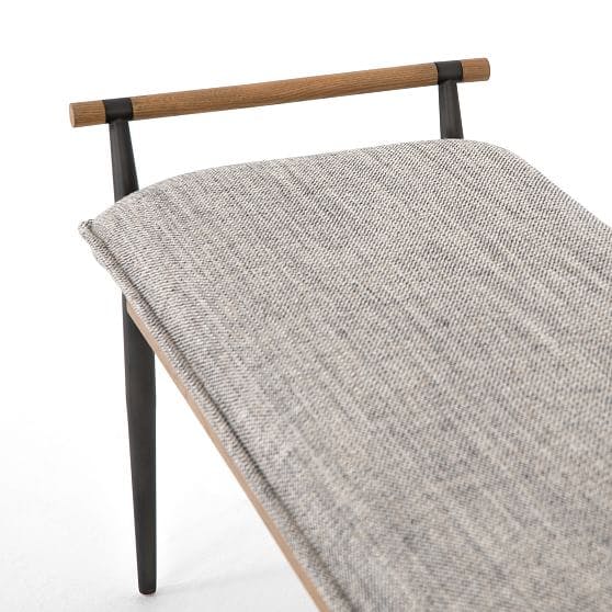 Oak & Stainless Steel 59" Upholstered Bench