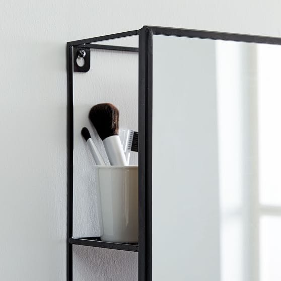 Cubiko 24"x12" Black Rectangle Metal Storage Mirror