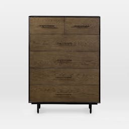 Oak Wood Wrapped Tall 6-Drawer Dresser (36")