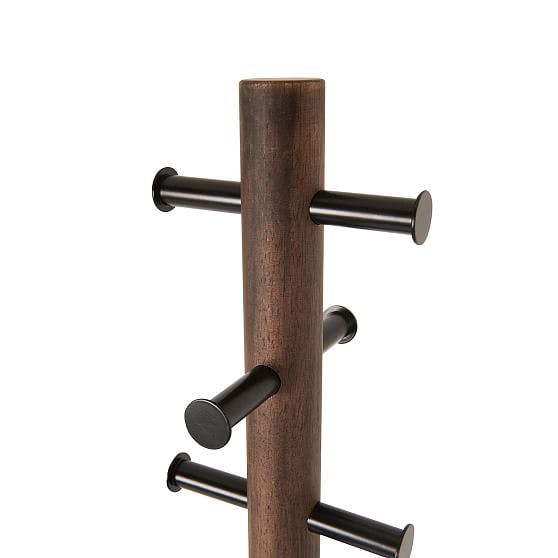 Pillar Black/Walnut 8-Hook Freestanding Coat Rack
