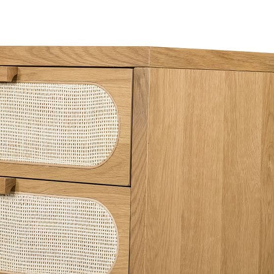 Verna 5-Drawer Light Wood Beige Cane Tall Dresser