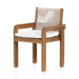 Outdoor Slatted Wood & Rope Dining Chair