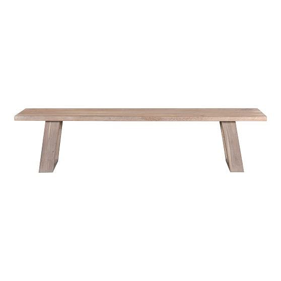 Angled Cross 92" White Washed Acacia Wood Dining Bench