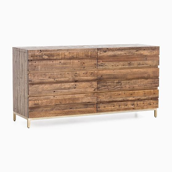 Reclaimed Wood & Iron Base 6-Drawer Dresser (60")