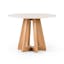 Honey Oak & White Marble 42" Round Dining Table for Four