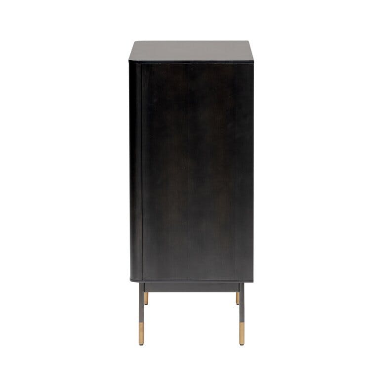Ayres 33" Natural Wicker and Black Steel Accent Cabinet