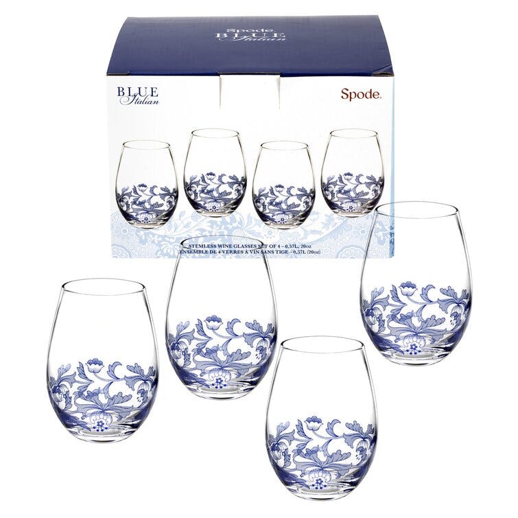Blue Italian 19 oz. Stemless Wine Glass