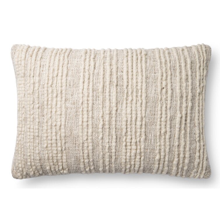 Sagitta Embroidered Natural Wool Lumbar Throw Pillow