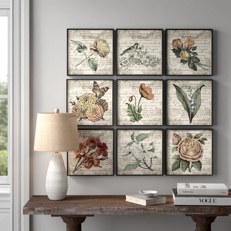 French Botanical 9-Piece Canvas Art Print Set
