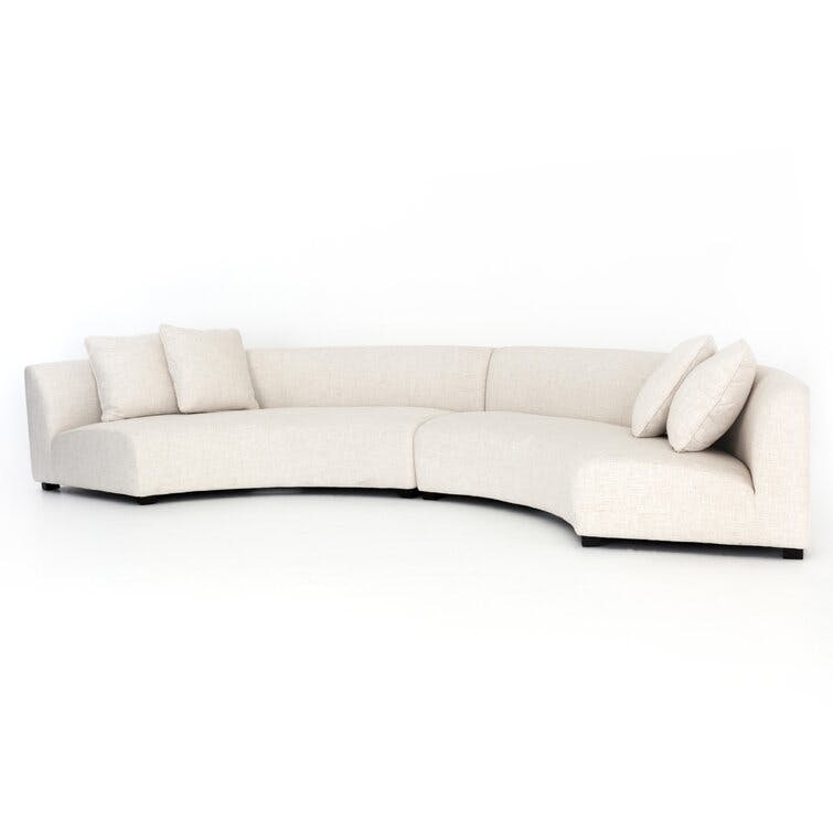 Saban 2-Piece Curved Sectional Sofa - Camel Velvet