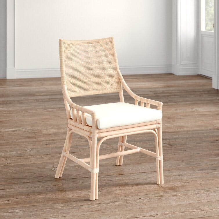 Randie Upholstered Wood and Rattan Armchair