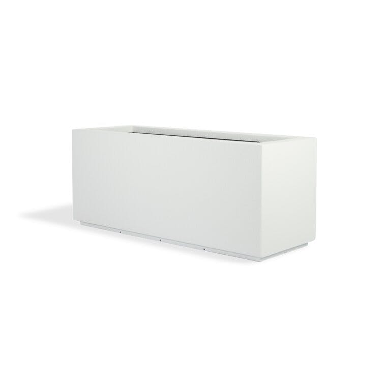PolyStone Milan Tall Modern Outdoor/Indoor Rectangular Trough Planter, 46" L X 17" W X 19" H, Lightweight, Heavy Duty, Weather Resistant, Polymer Finish, Commercial and Residential (White)