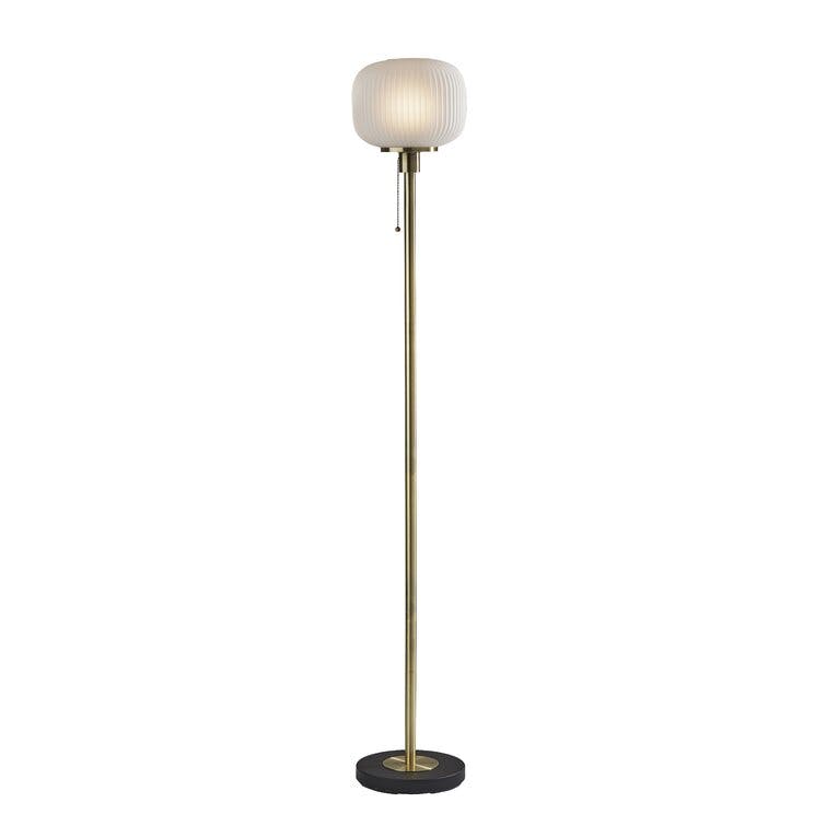 Nausica 65" Antique Brass Ribbed Glass Floor Lamp