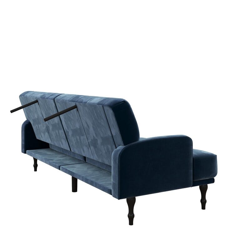 Hedy Twin 78.5" Blue Velvet Tufted Back Convertible Sofa Bed