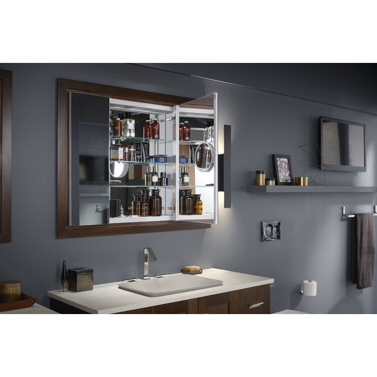 KOHLER Verdera® Aluminum Triple-Door Medicine Cabinet, Frameless with Adjustable Shelves