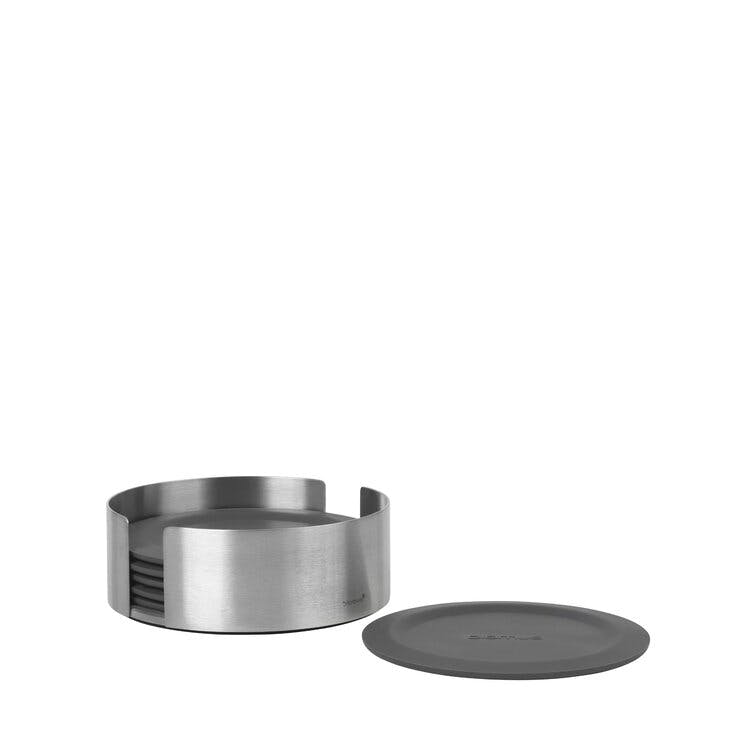 Lareto 7-Piece Round Magnet Coaster Set with Holder