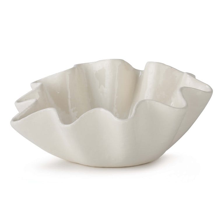 Ruffle Small White Ceramic Bowl
