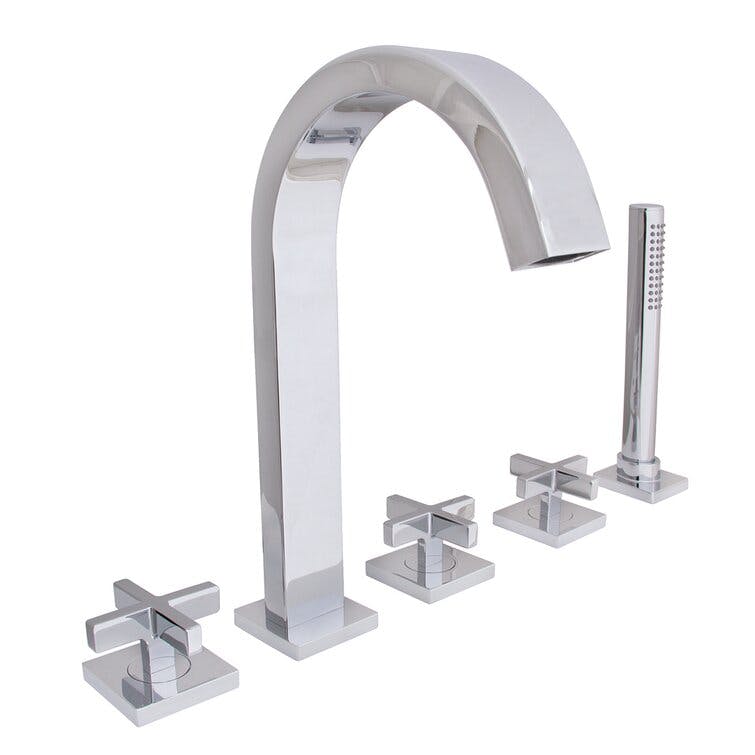 Clodagh Chrome Triple Handle Roman Tub Faucet with Modern Handshower