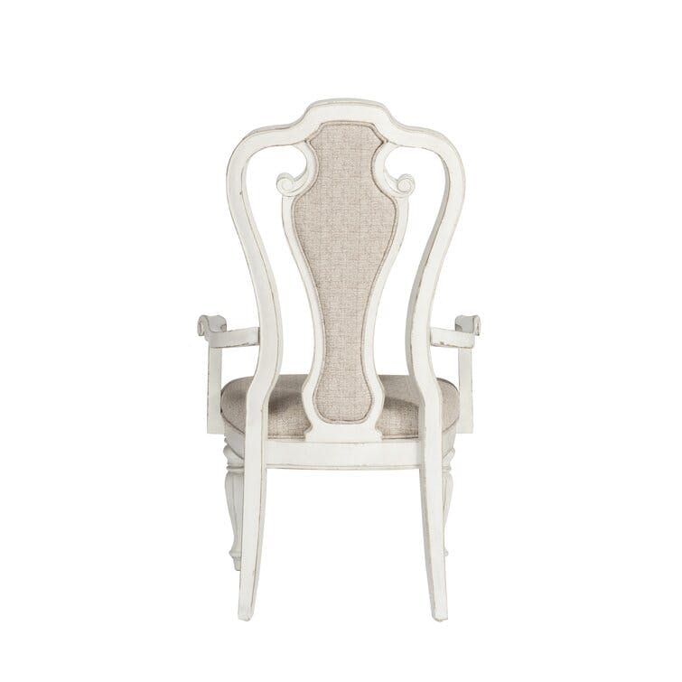 Upholstered Queen Colne Back Arm Chair in Ivory Tweed Chenille