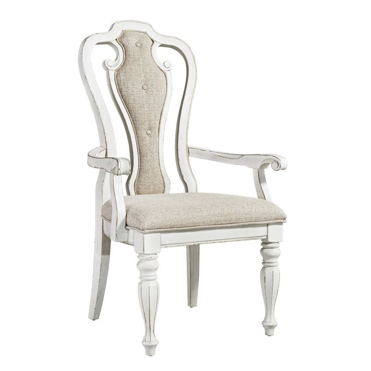 Upholstered Queen Colne Back Arm Chair in Ivory Tweed Chenille