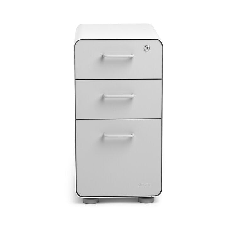 Slim Stow 3-Drawer White/Light Gray Metal Vertical File Cabinet