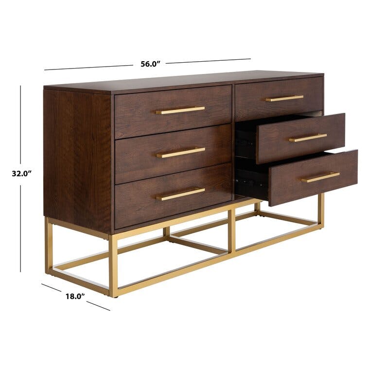 Sheldon 6-Drawer Walnut Double Dresser