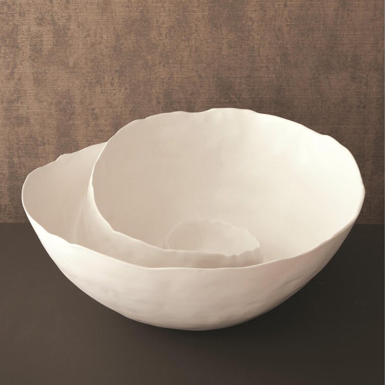 Helix White Ceramic Decorative Bowl