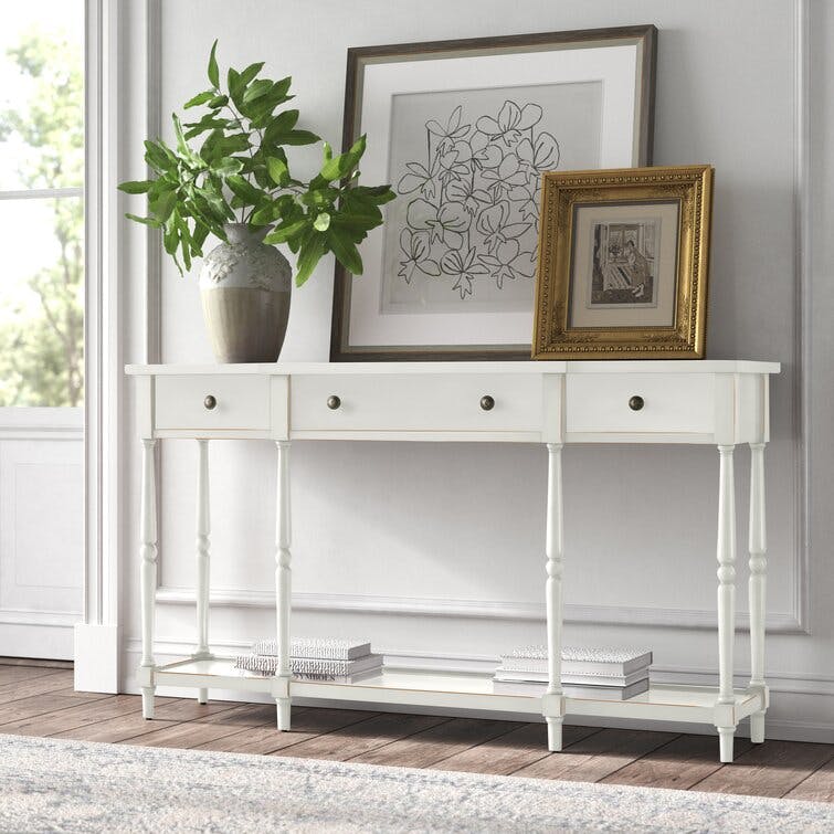 Stately Home 60" Antique White Console Table